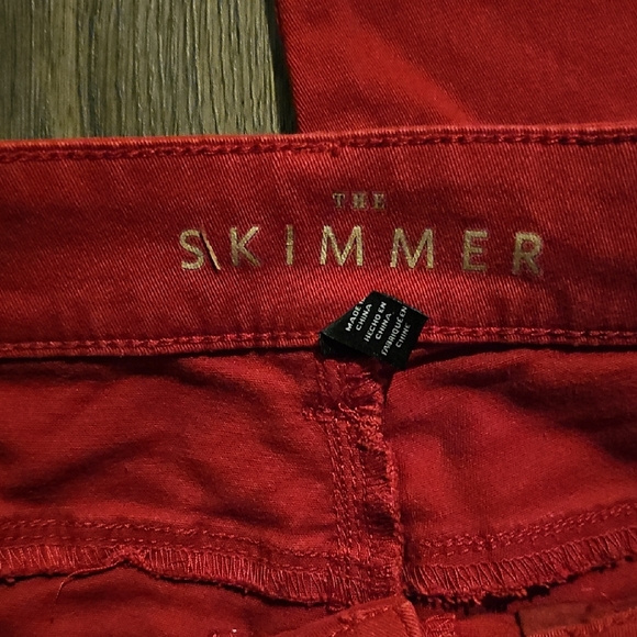 White House Black Market Burnt Red Skimmer Jeans Size 4 Stretch  Zipper On Side - Picture 2 of 7